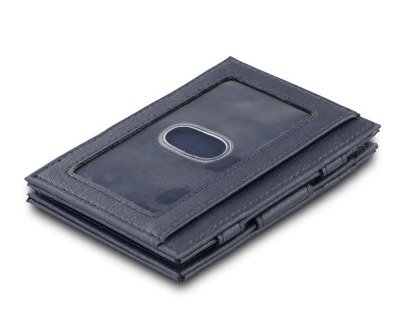 Back view of Essenziale Magic Wallet ID Window Vegan in Cactus Blue with an ID window.