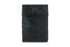 Front view of Cavare Magic Wallet Brushed in Brushed Black with pull tab.