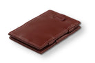 Front view of Cavare Magic Wallet Card Sleeve Cactus in Cactus Burgundy with pull tab.