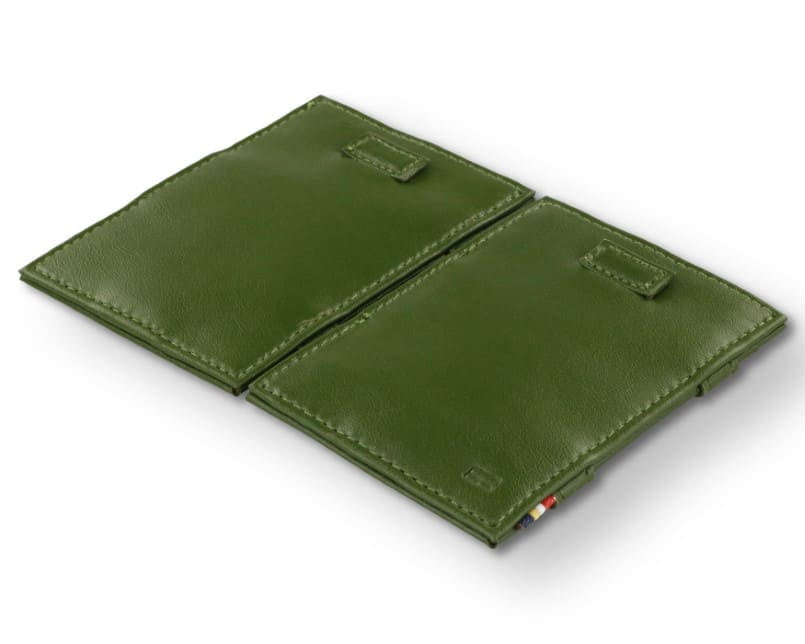 Front and back view of Cavare Magic Wallet Card Sleeve Cactus in Cactus Green.