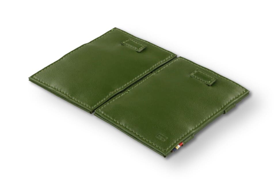 Front and back view of Cavare Magic Wallet Card Sleeve Cactus in Cactus Green.