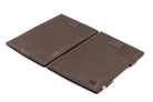 Front and back view of Cavare Magic Wallet Card Sleeve Nappa  in Chocolate Brown.
