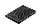 Front view of Cavare Magic Wallet Card Sleeve  in Croco Black with pull tab.