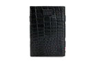Front view of Cavare Magic Wallet Card Sleeve  in Croco Black with pull tab.
