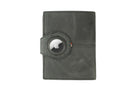 Backview with the AirTag of the AirTag Passport Holder in Brushed Brushed Black.