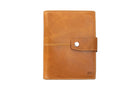 Frontview of the AirTag Passport Holder in Brushed Brushed Cognac.