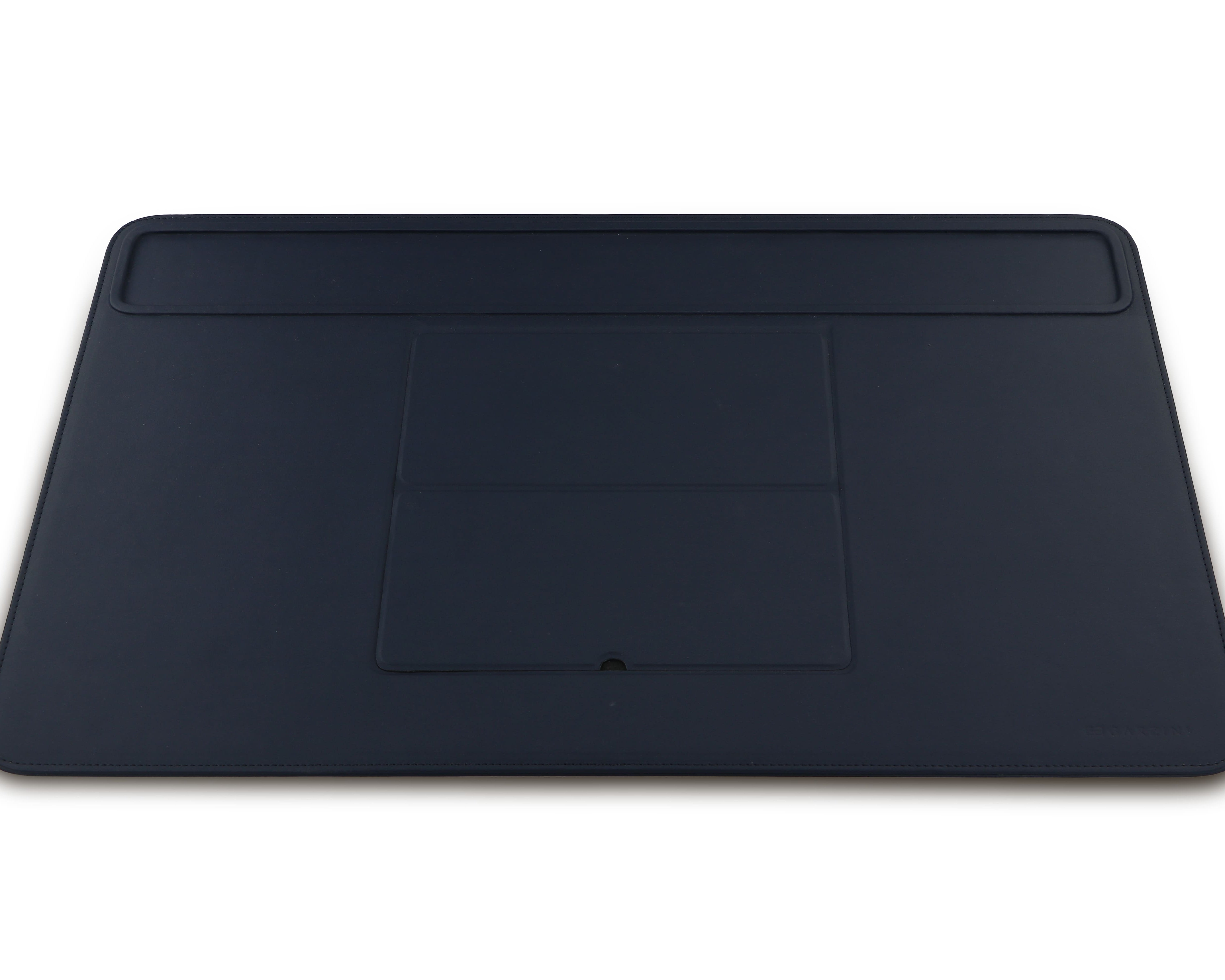 Full view of the blue desk mat