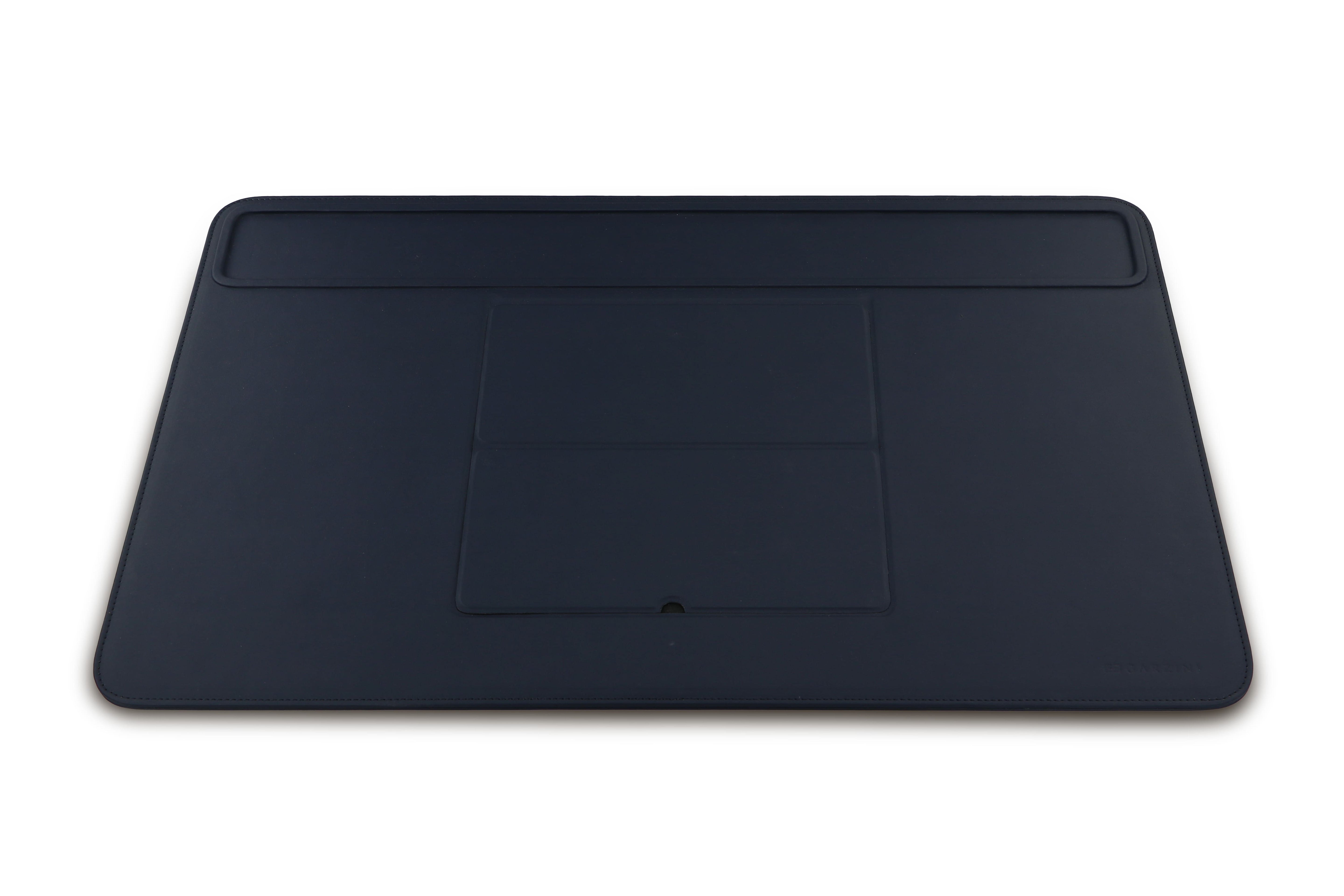 Full view of the blue desk mat