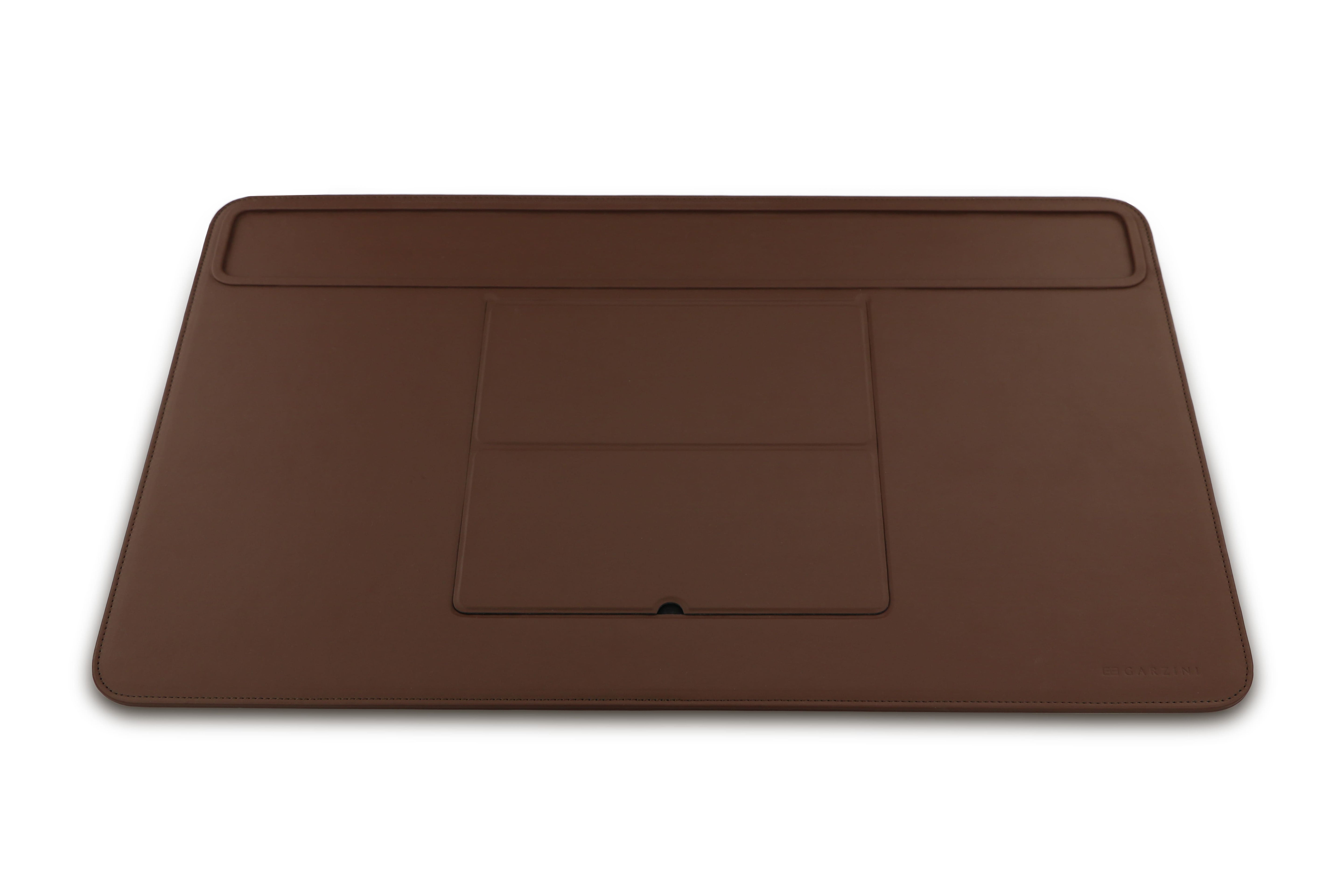 full view of the brown desk mat