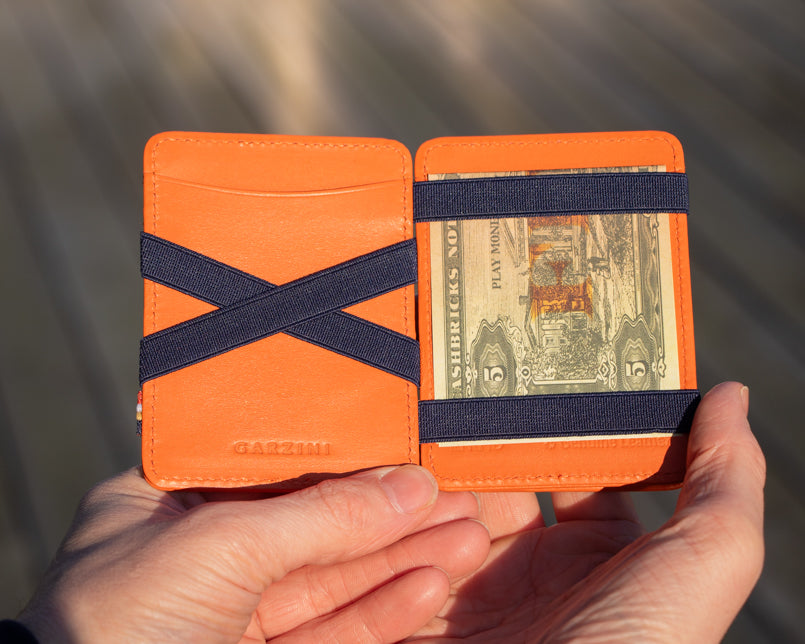 A hand holding the Urban Magic Wallet