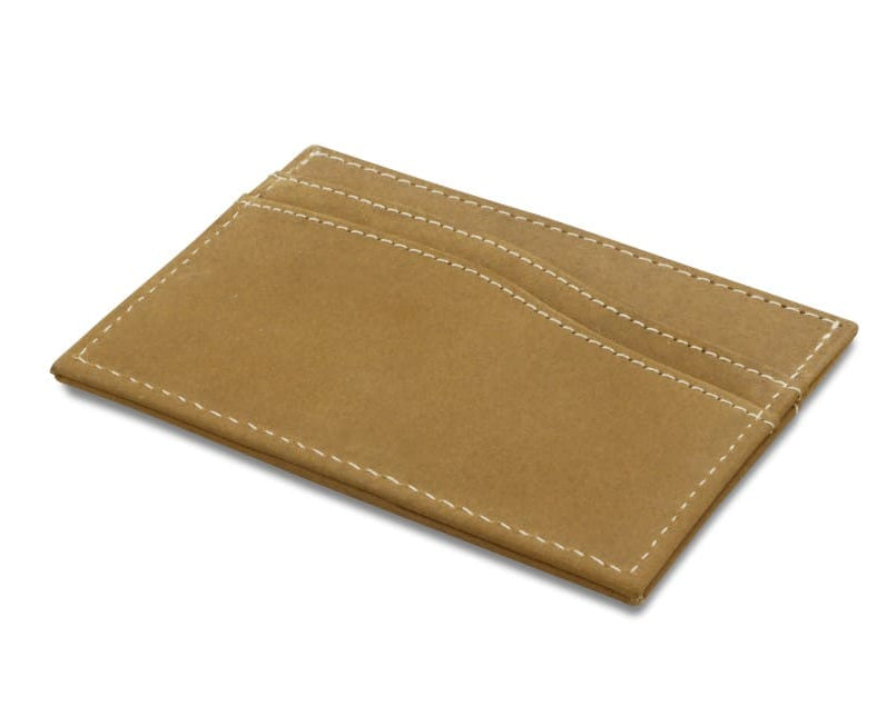 Front view of Leggera Card Holder Vintage in Camel Brown.
