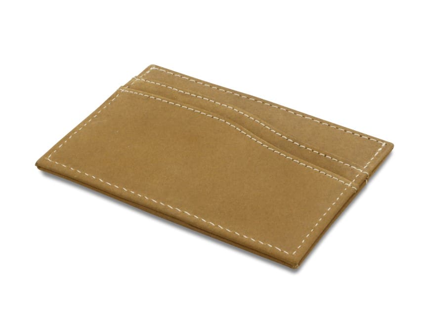 Front view of Leggera Card Holder Vintage in Camel Brown.