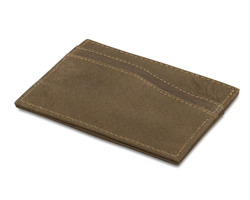 Front view of Leggera Card Holder Vintage in Java Brown.