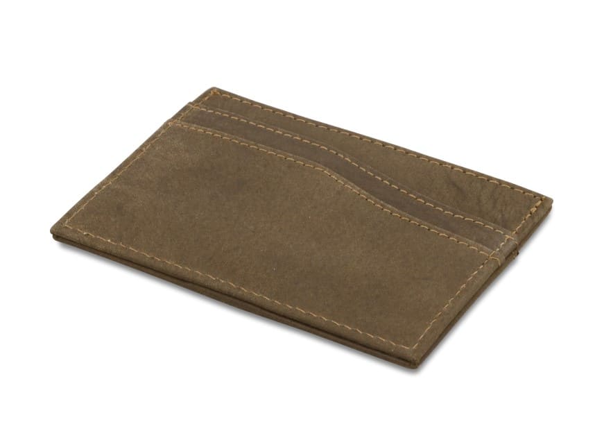 Front view of Leggera Card Holder Vintage in Java Brown.