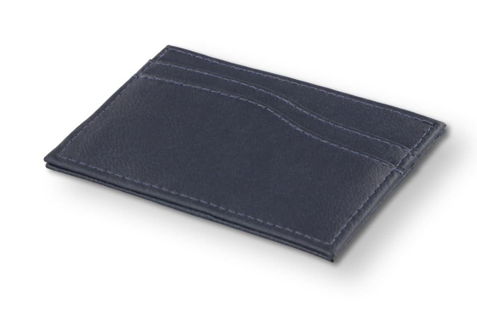  view of Leggera Card Holder Vegan in Cactus Blue with a pull tab.