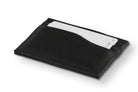 Front view of Leggera Card Holder Vegan in Cactus Black with a pull tab with a card.