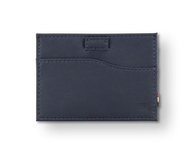 Front view of Leggera Card Holder ID Window Vegan in Cactus Blue with a pull tab.