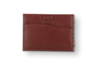 Front view of Leggera Card Holder ID Window Vegan in Cactus Burgundy with a pull tab.