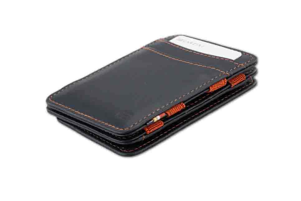 Front side view of the Classic Magic Coin Wallet in Blue-Orange.