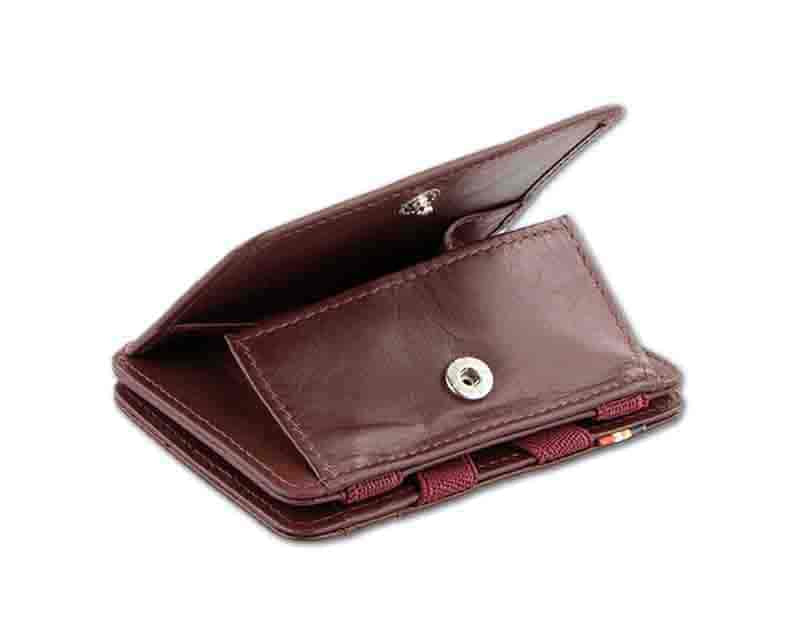 Coin pocket  of the Urban Magic Coin Wallet in Burgundy.
