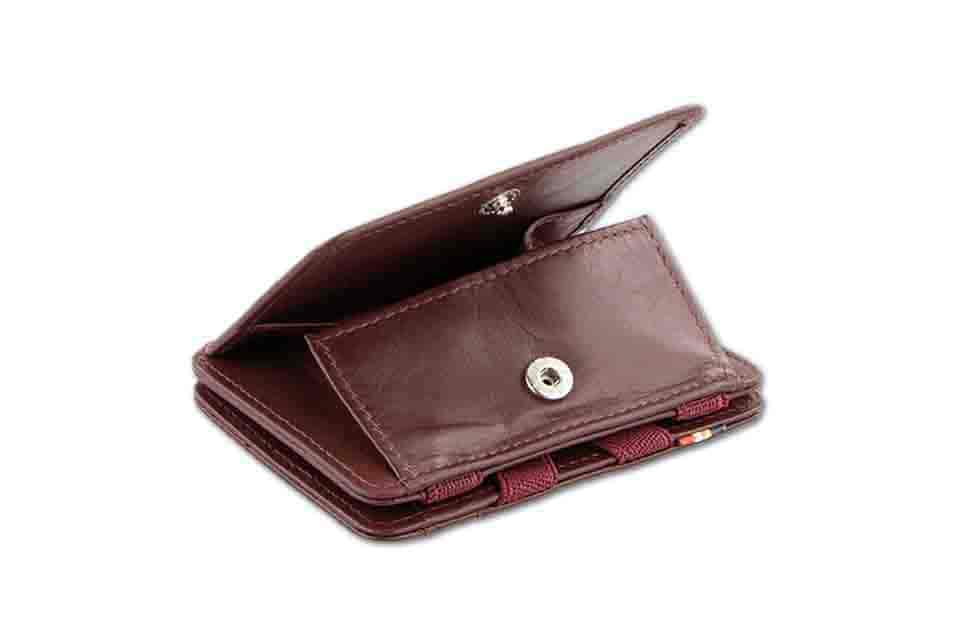 Coin pocket  of the Classic Magic Coin Wallet in Burgundy.