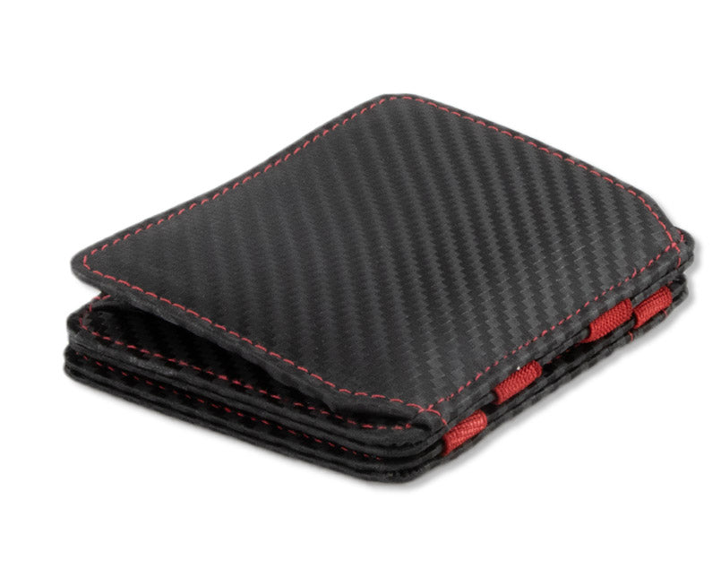 Back side view of the Urban Magic Coin Wallet in Carbon-Red.