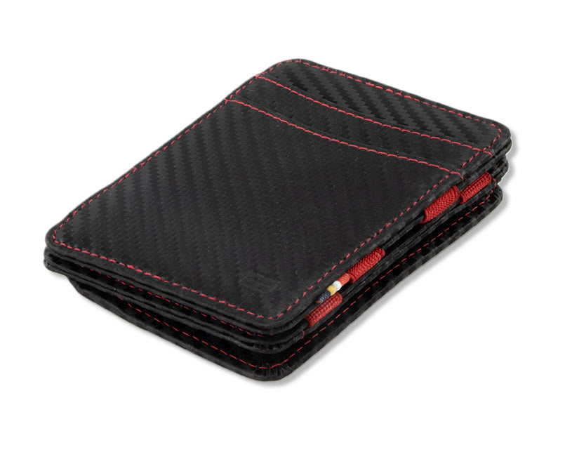 Front side view of the Urban Magic Coin Wallet in Carbon-Red.