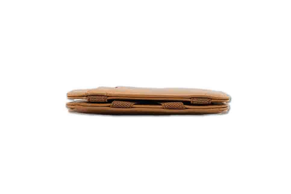 Side view of the Urban Magic Coin Wallet in Cognac.