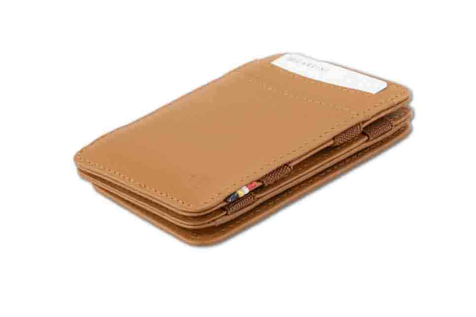 Front side view of the Classic Magic Coin Wallet in Cognac.