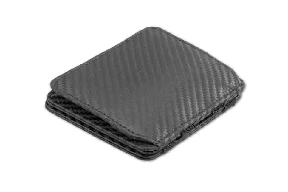 Back side view of the Classic Magic Coin Wallet in Carbon Black.