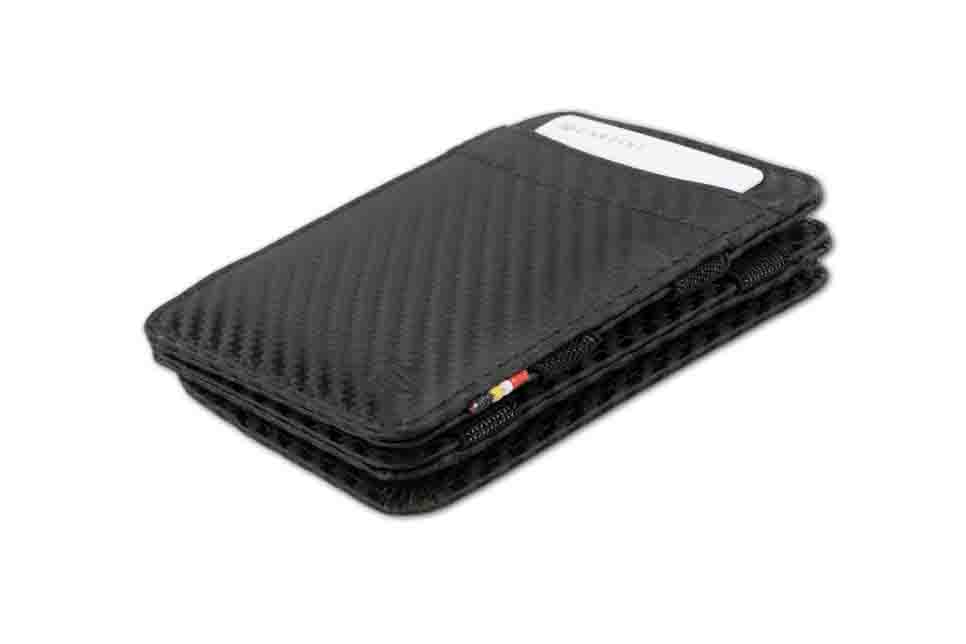 Front side view of the Classic Magic Coin Wallet in Carbon Black.