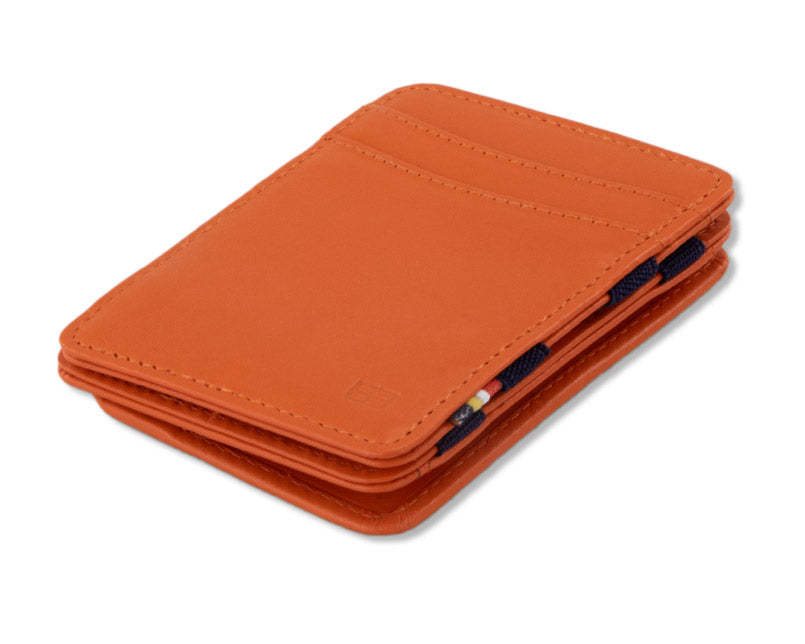 Front side view of the Urban Magic Coin Wallet in Orange-Blue.