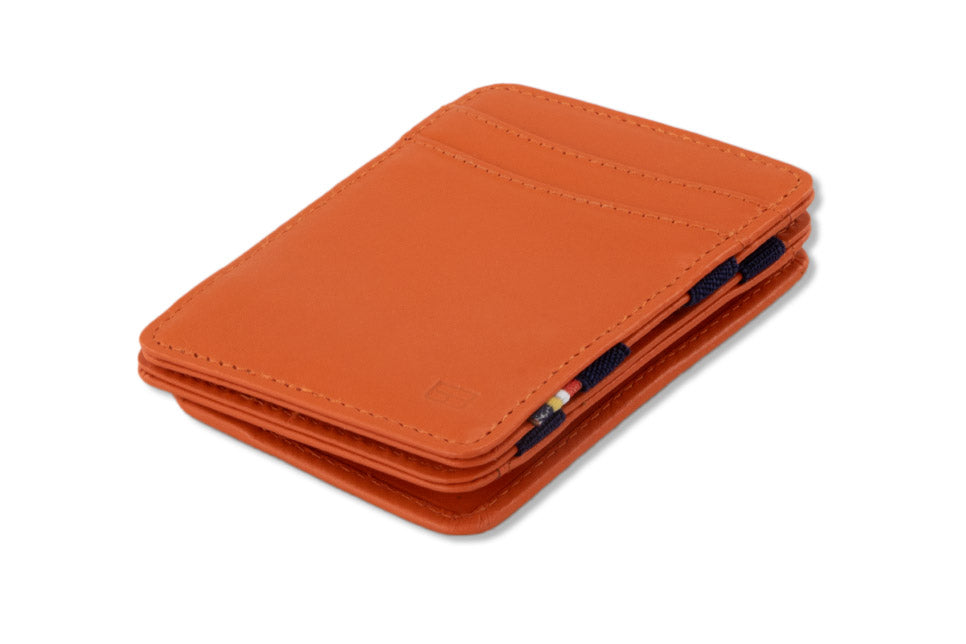 Front side view of the Urban Magic Coin Wallet in Orange-Blue.