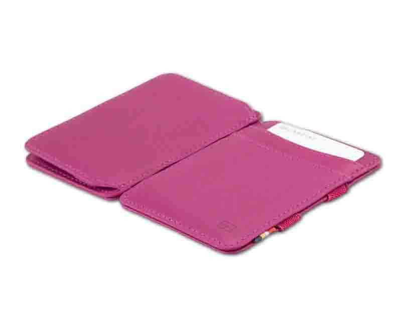 Front and back view of the Urban Magic Coin Wallet in Raspberry.