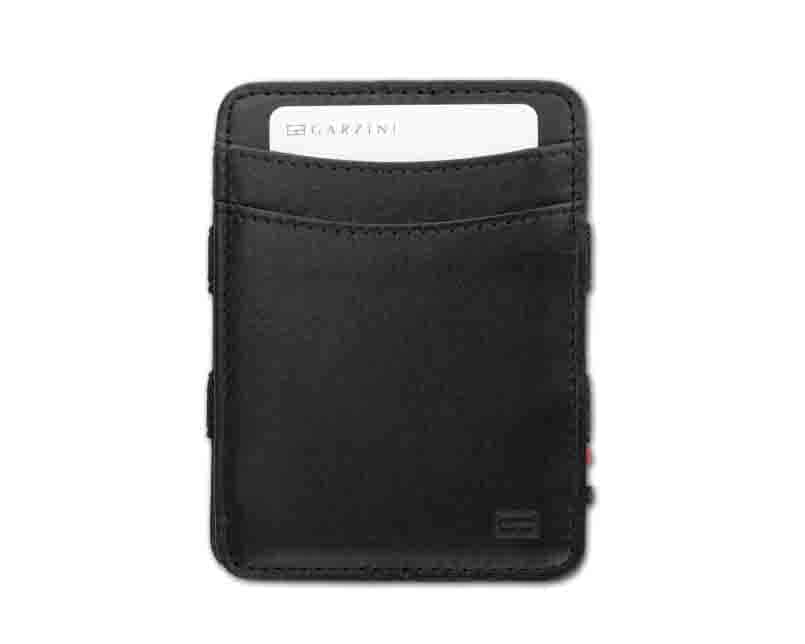 Front view with card of the Urban Magic Wallet in Black.