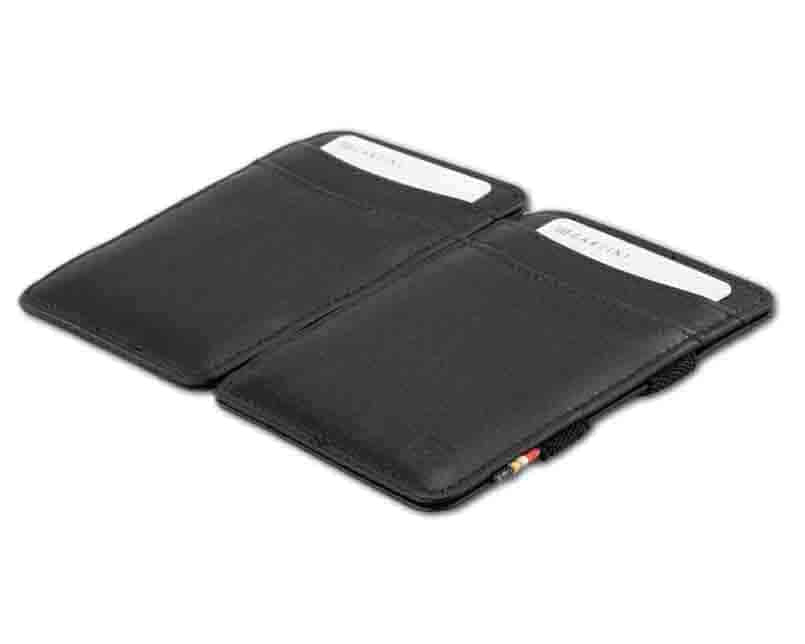 Front and back view of the Urban Magic Wallet in Black. 