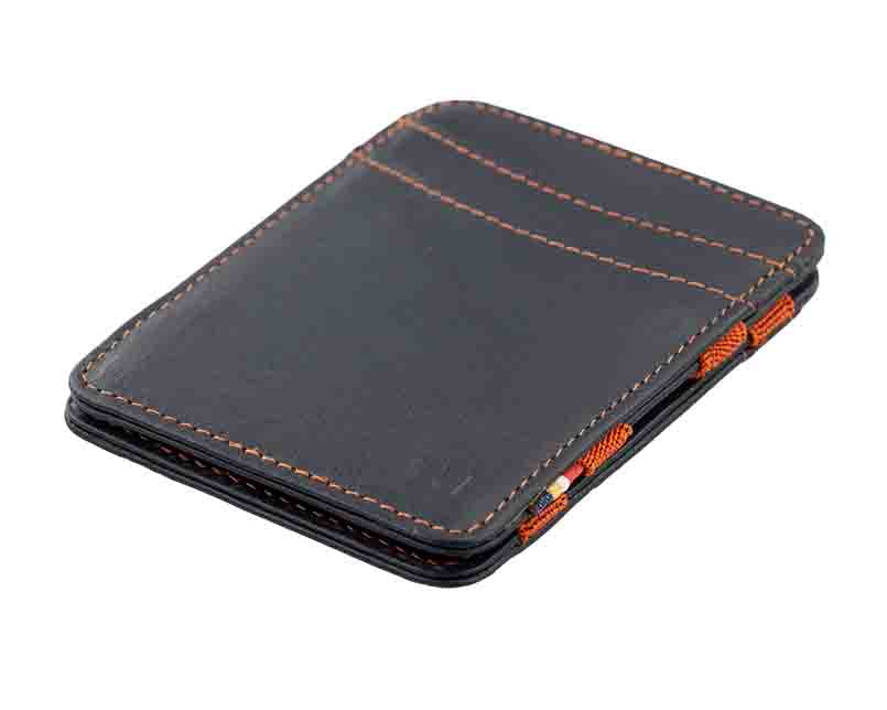Front side view of the Urban Magic Wallet in Blue-Orange.
