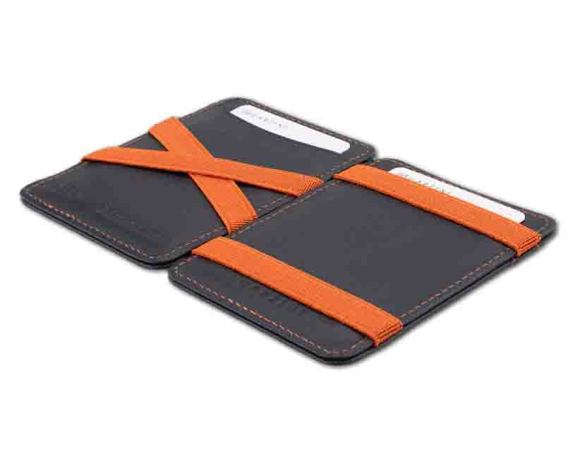 Open view of the Urban Magic Wallet in Blue-Orange. 