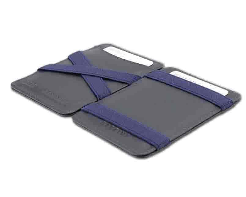 Open view of the Urban Magic Wallet in Blue. 