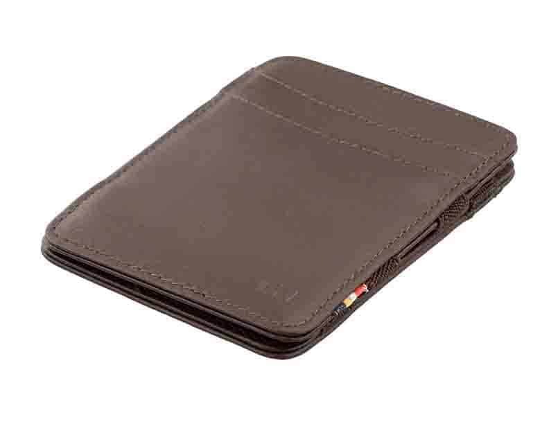 Front side view of the Urban Magic Wallet in Brown.