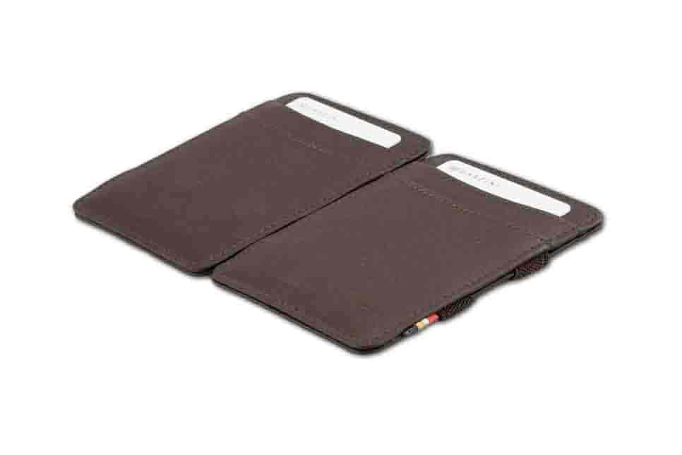 Front and back view of the Urban Magic Wallet in Brown. 
