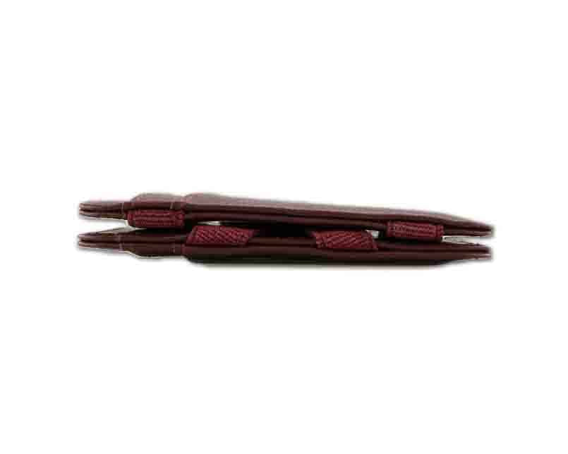 Side view of the Urban Magic Wallet in Burgundy. 
