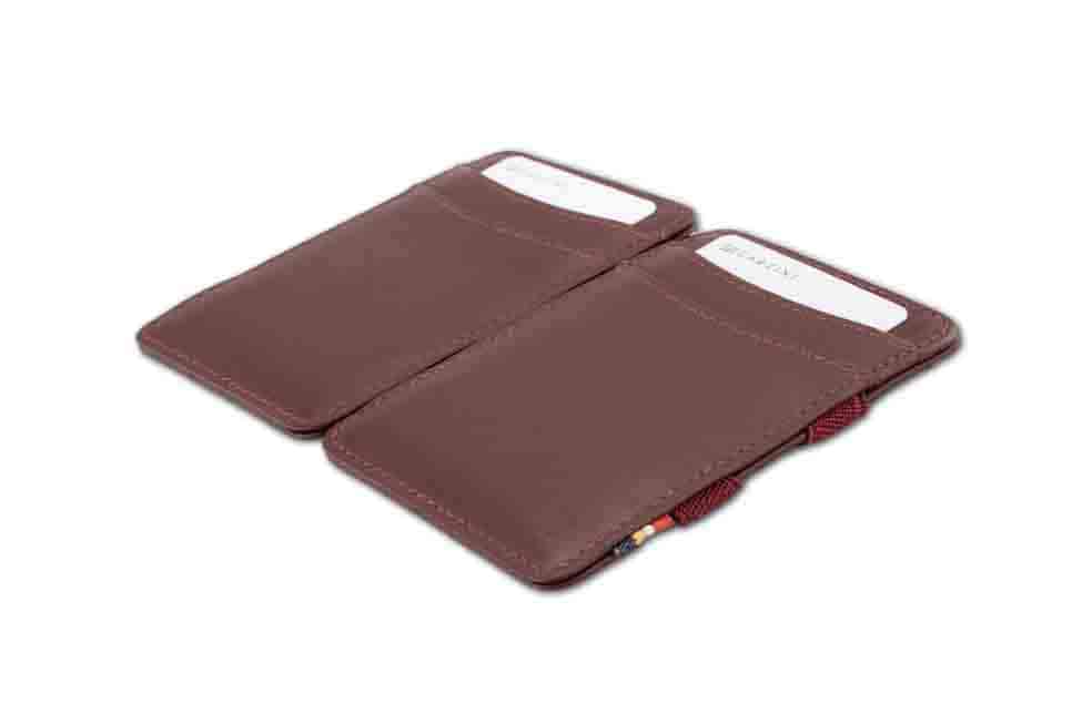 Front and back view of the Urban Magic Wallet in Burgundy. 