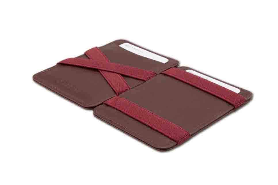 Open view of the Urban Magic Wallet in Burgundy. 