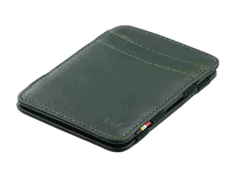 Front side view of the Urban Magic Wallet in Green.