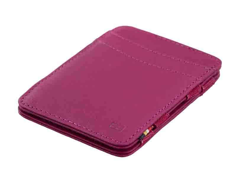 Front side view of the Urban Magic Wallet in Raspberry.