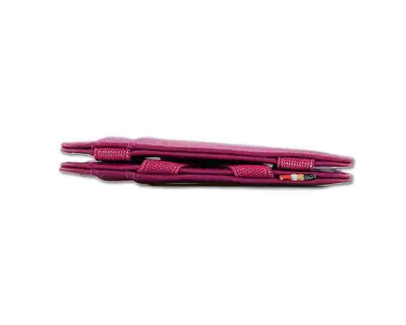 Side view of the Urban Magic Wallet in Raspberry. 