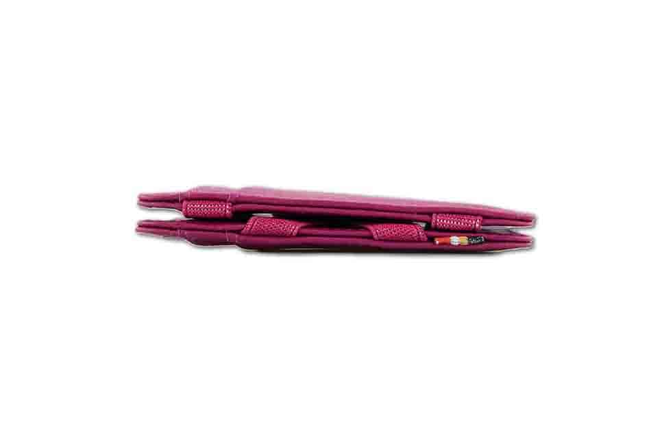 Side view of the Urban Magic Wallet in Raspberry. 