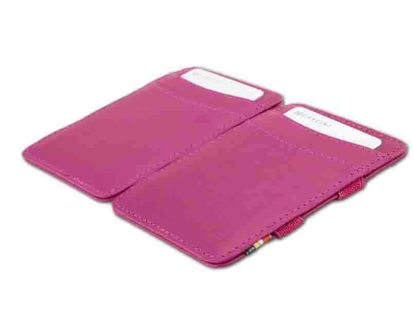 Front and back view of the Urban Magic Wallet in Raspberry. 
