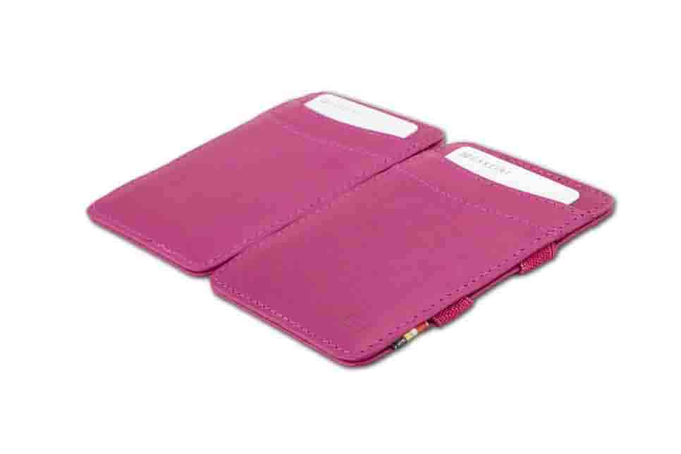 Front and back view of the Classic Magic Wallet in Raspberry. 
